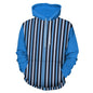 Cool Hoodie with Double-layer Cap Blue Stripes