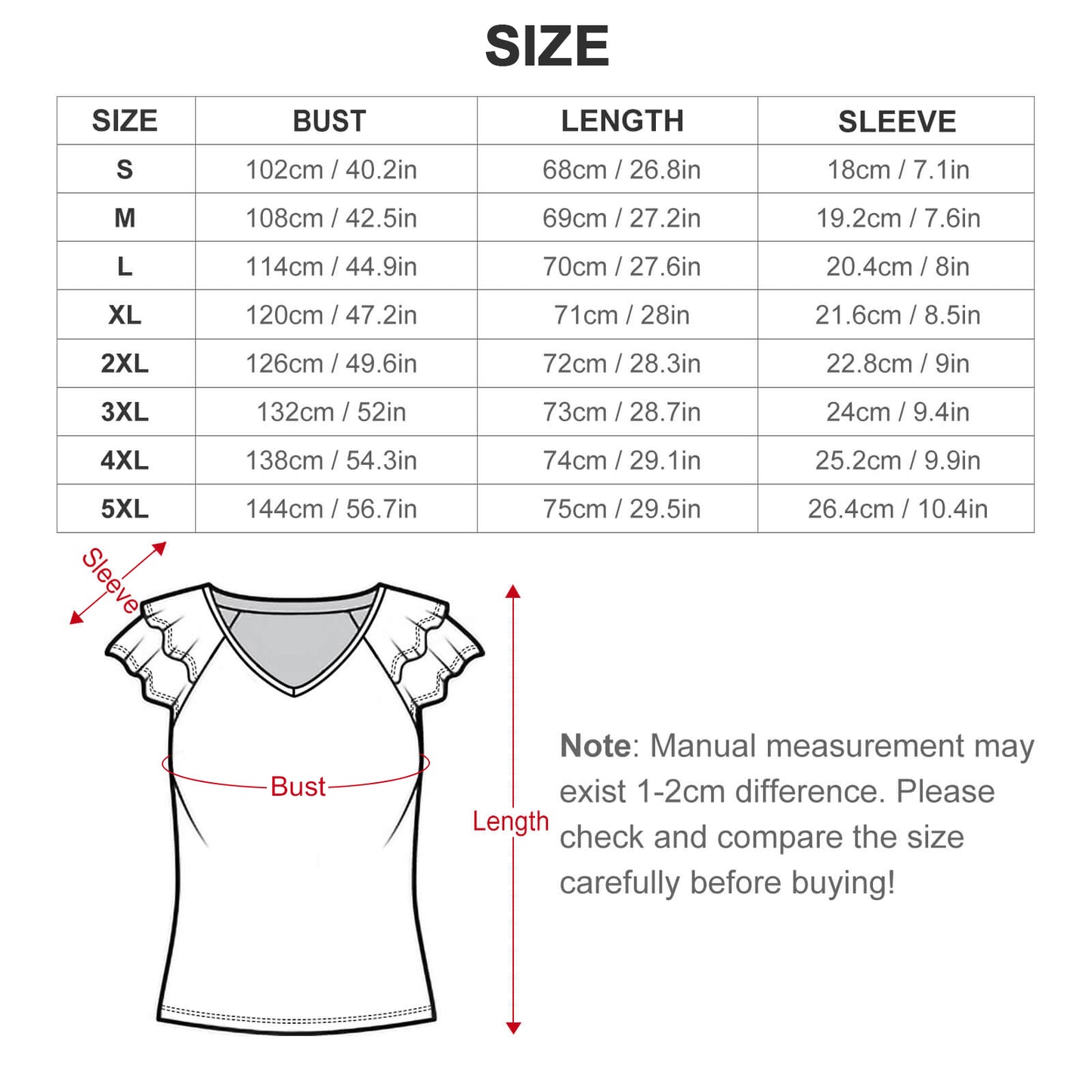 Cooling Polyester Ruffle V-Neck T-Shirt