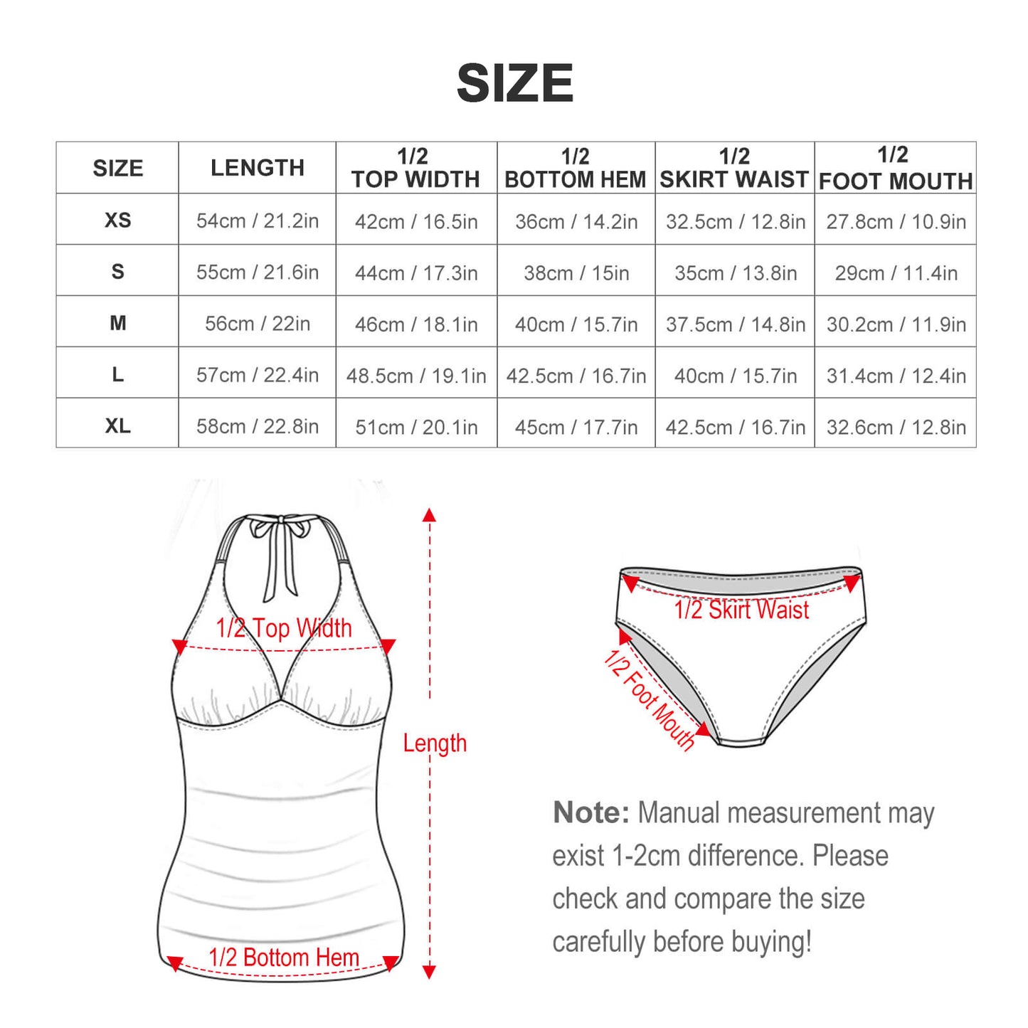 2-Piece Women's Halter Tankini Black and White