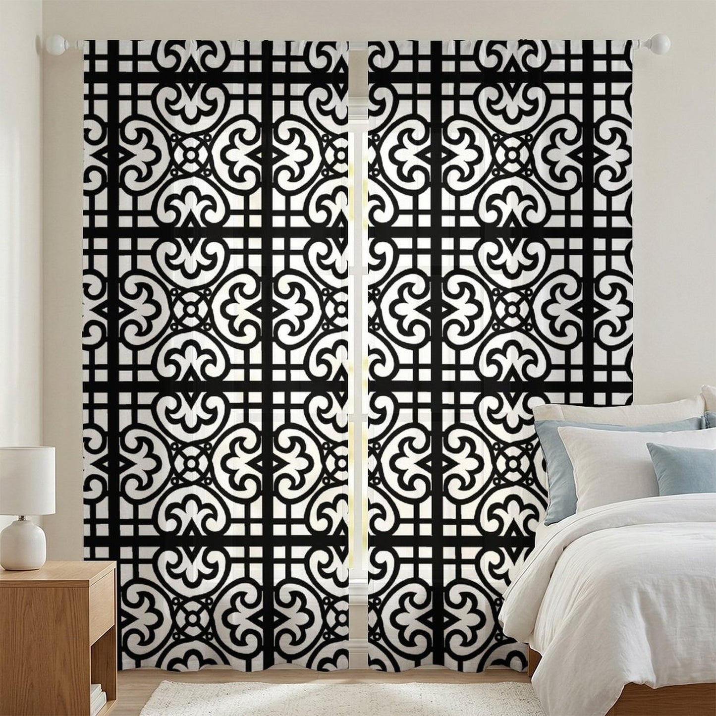 Sheer Curtain Black and White