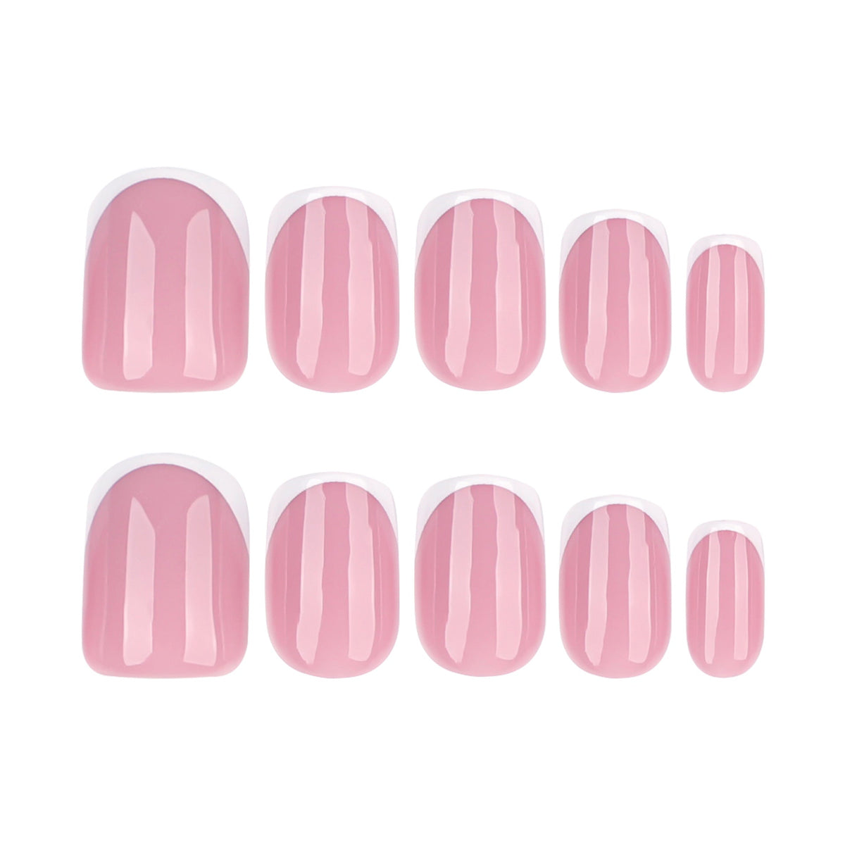Classic French white edge wearing nail piece Short square nail piece Simple press on nails Fake nails – Image 5