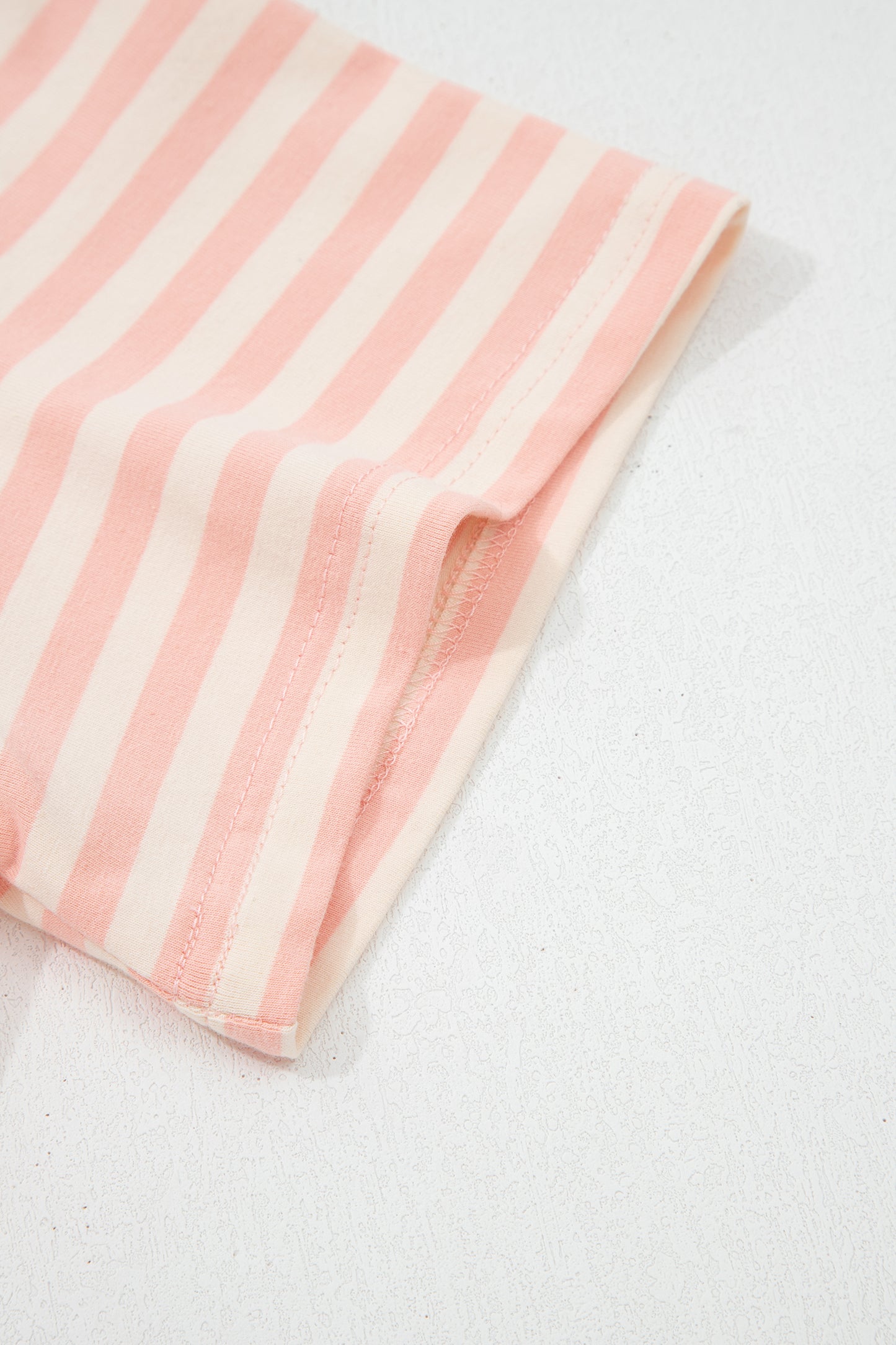 Stripe Contrast Neck Loose Tee and Drawstring Shorts Set