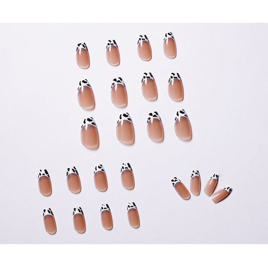 Anti-French small milk pattern purple gray press on nails art finished fake nail nail art patch nail patch – Image 2