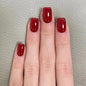 Red short square manicure classic solid color 365nails – Image 3