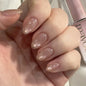 French Minimalist Nude Pink Almond Short Press On Nails