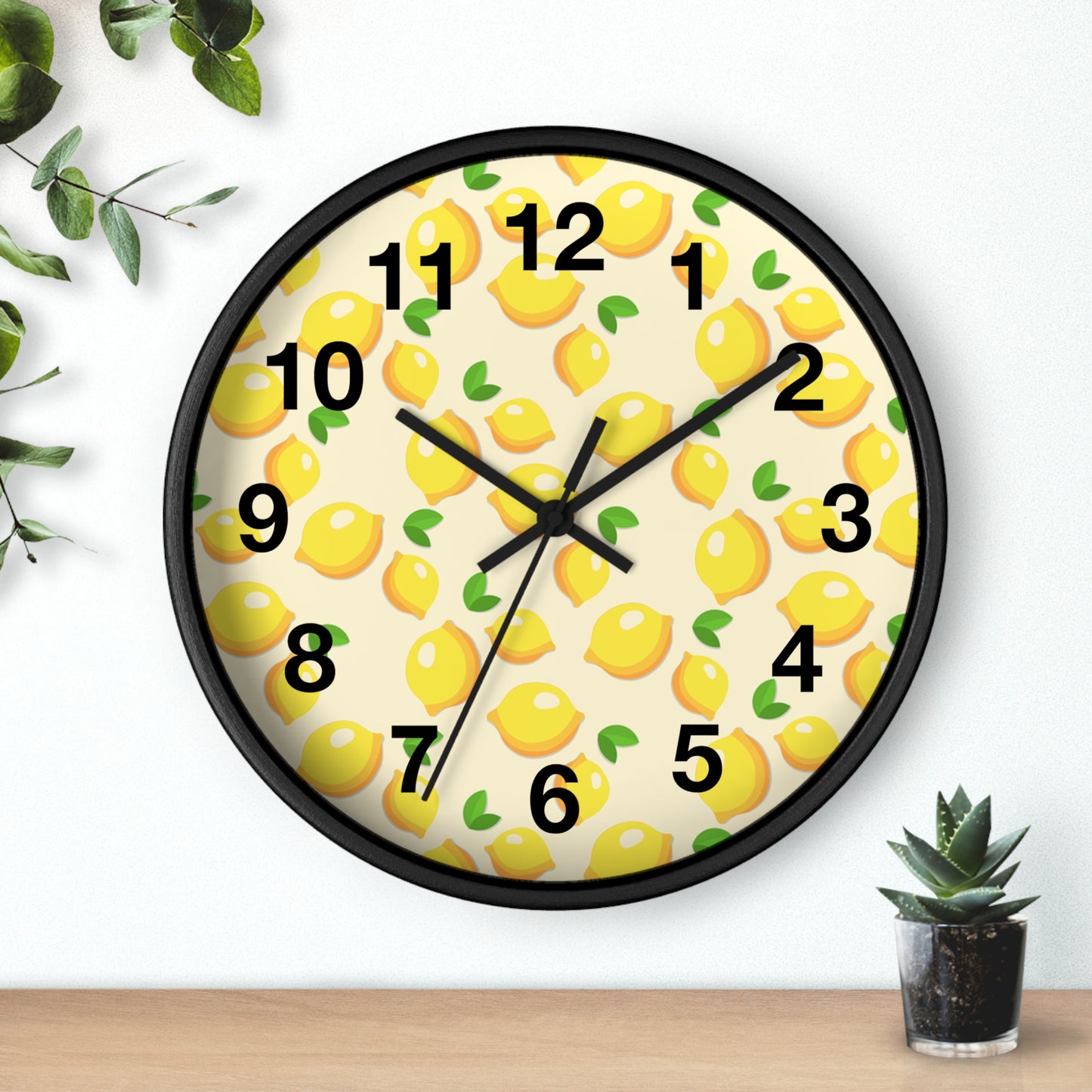 Lemon Pattern Wall Clock – Bright Citrus Kitchen Clock