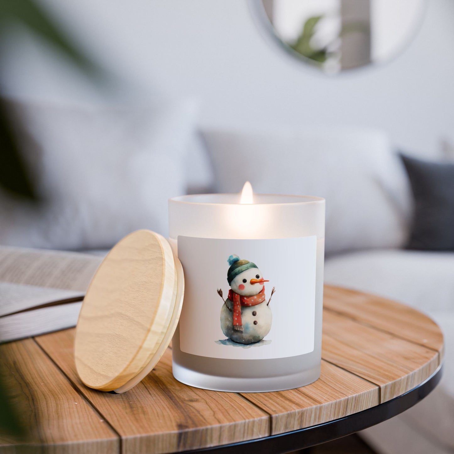 Frosted Glass Snowman Candle - Cozy Winter Decor, Holiday Gift, Relaxing Ambiance, Christmas, Home Fragrance