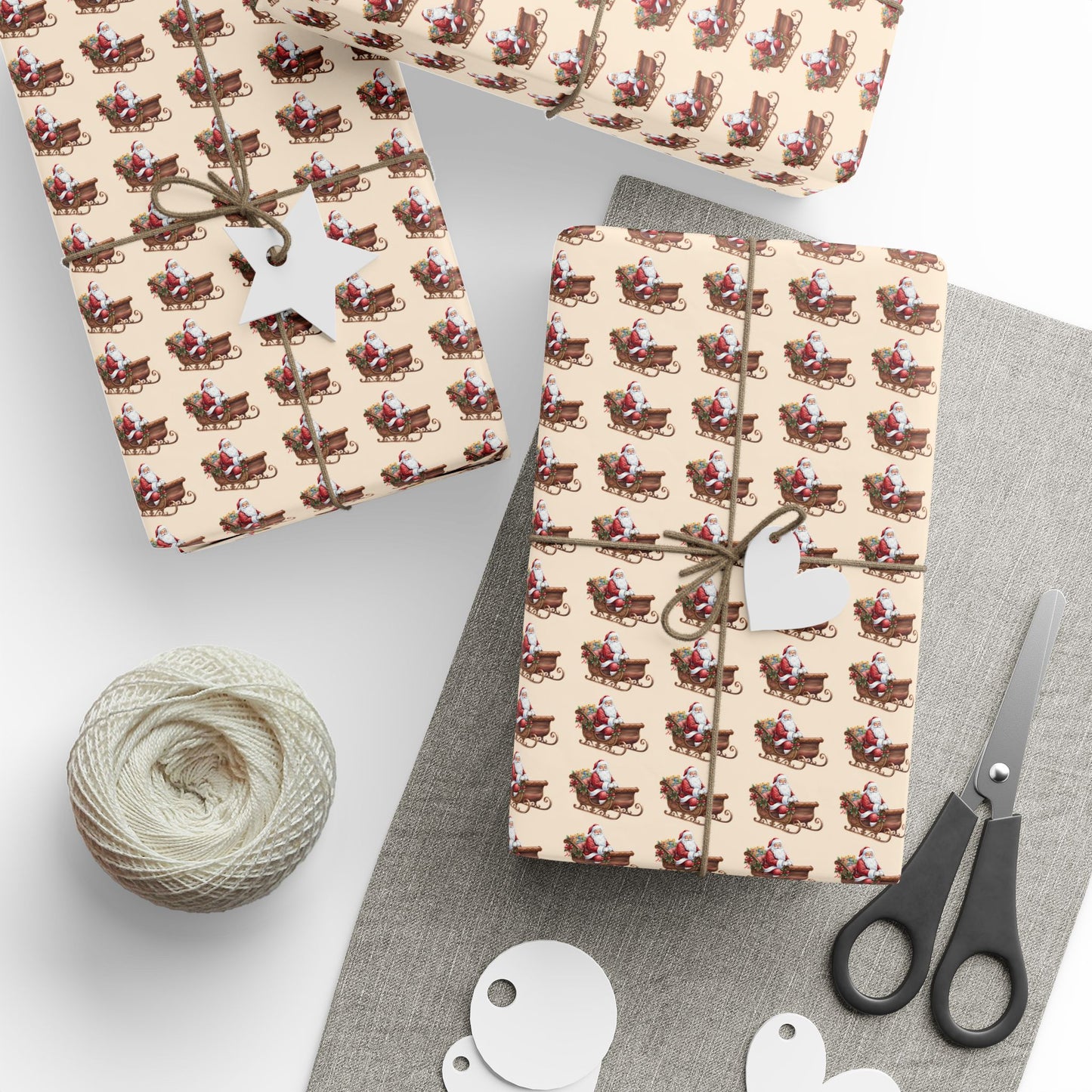 Vintage Santa Gift Wrapping Paper Roll — Holiday Present Wrap