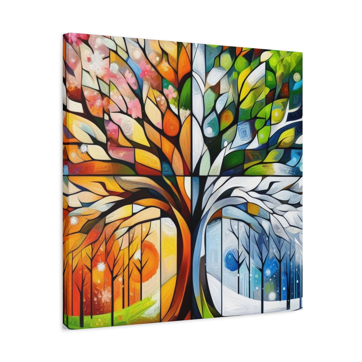 Seasons Tree Canvas Wall Art — Four Seasons Matte Stretched Canvas