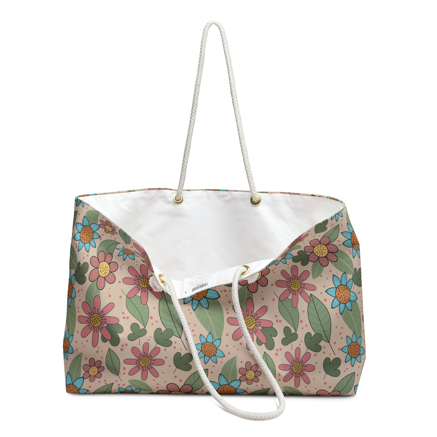 Floral Weekender Bag — Retro Pastel Flower Tote for Travel & Beach