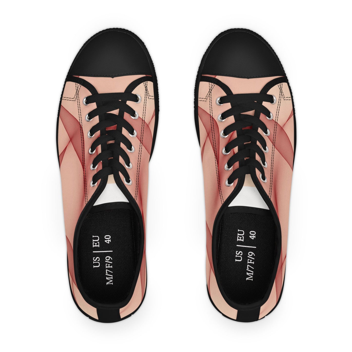 Pink Abstract Wave Low Top Sneakers — Women's Casual Canvas Shoes
