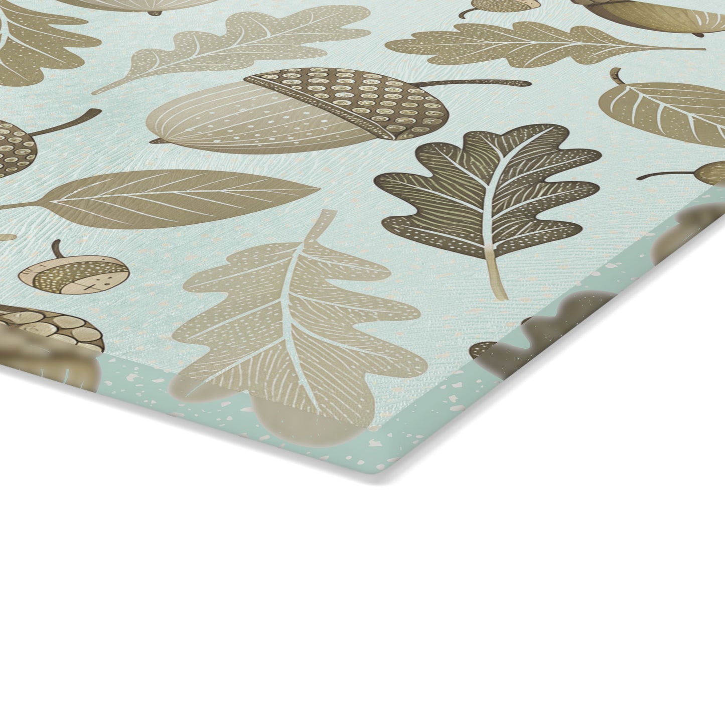 Acorn & Oak Leaves Glass Cutting Board — Autumn Kitchen Decor