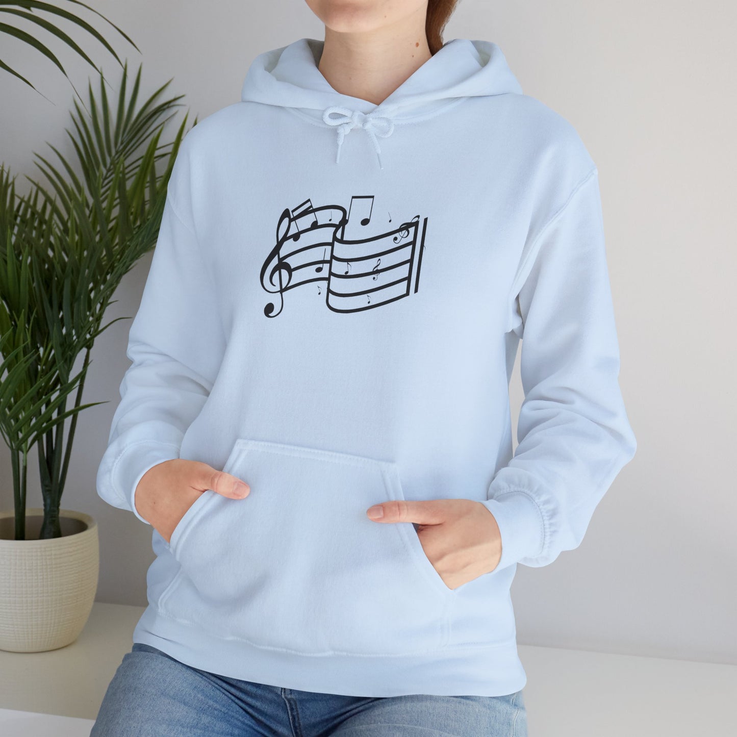 Music Notes Hoodie — Minimal Sheet Music Design