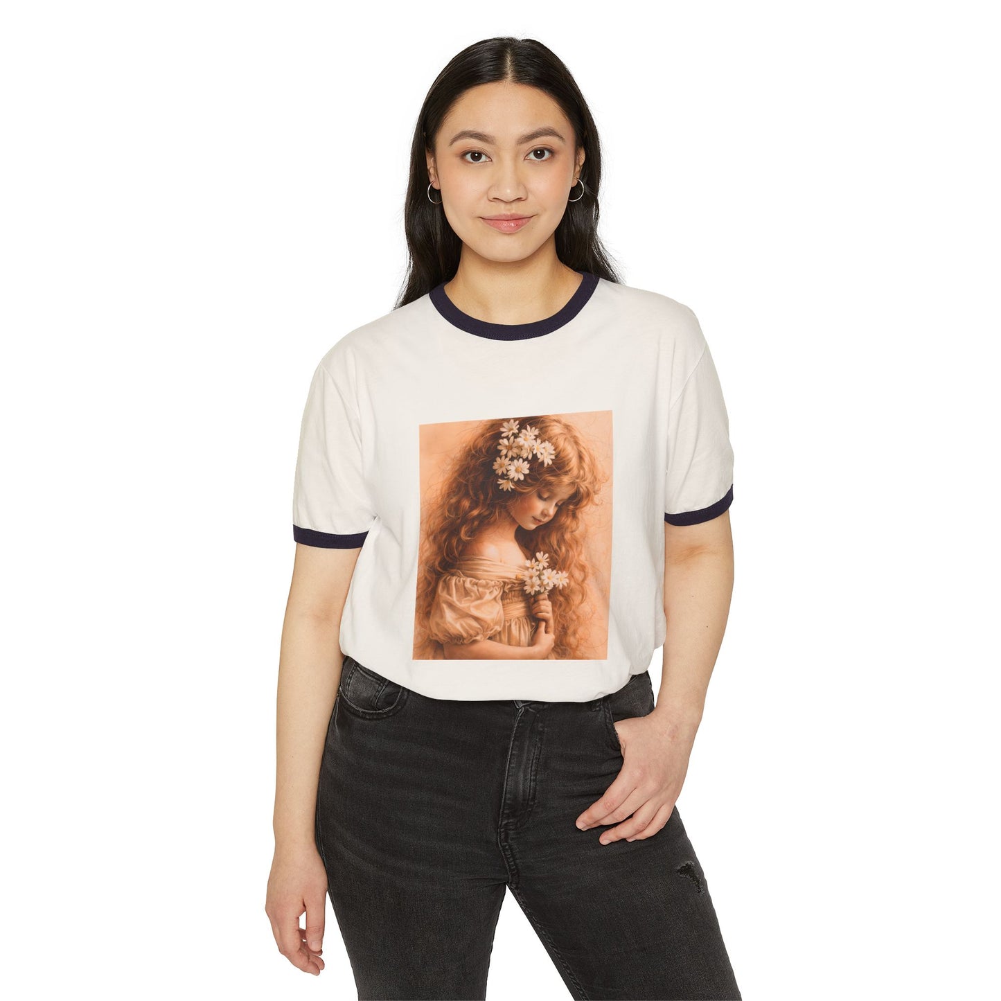 Vintage Floral Girl Ringer Tee