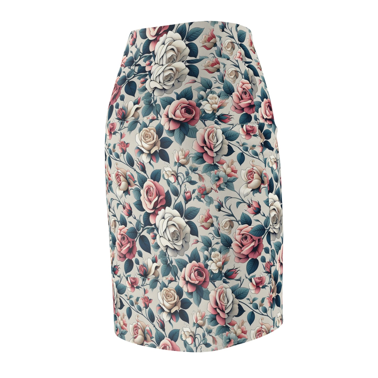 Floral Vintage Rose Pencil Skirt — Pastel