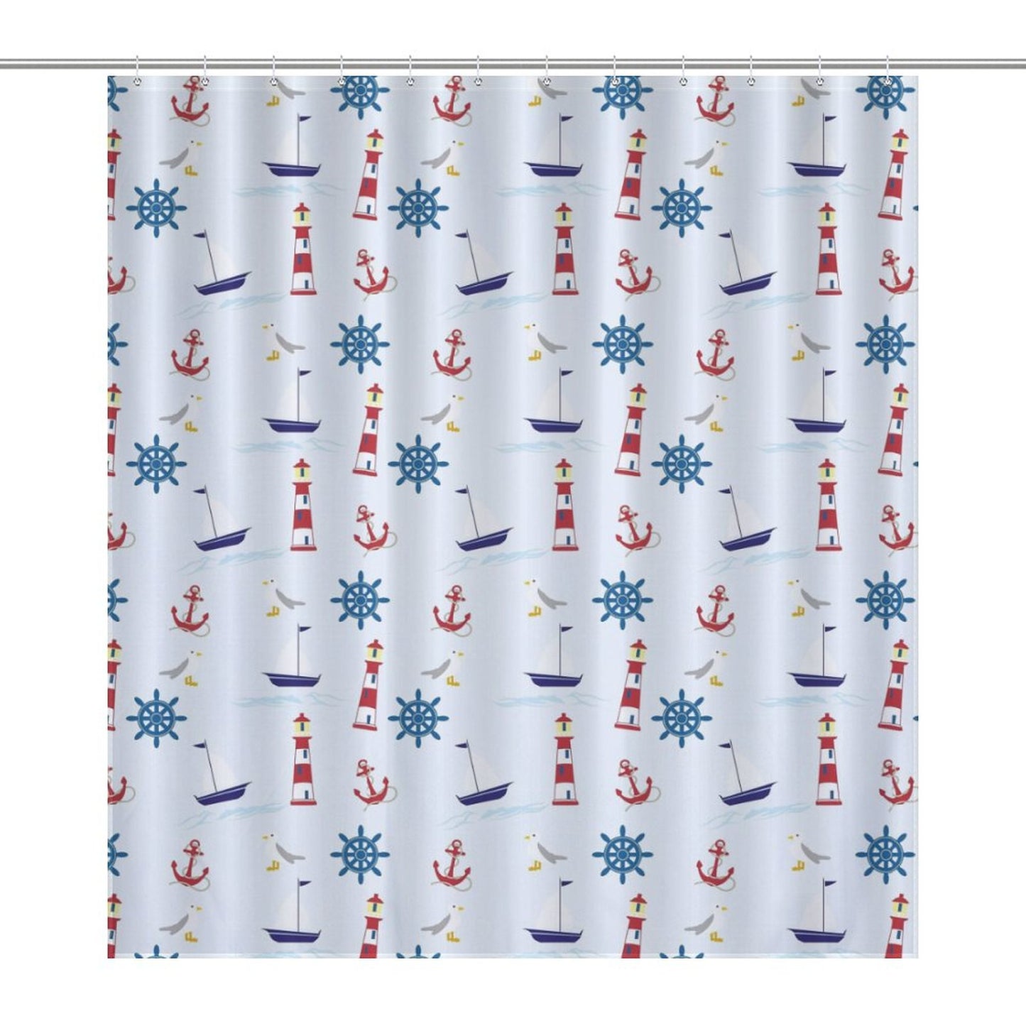 Flower Shower Curtain - Lighthouses, Sailboats and Anchors