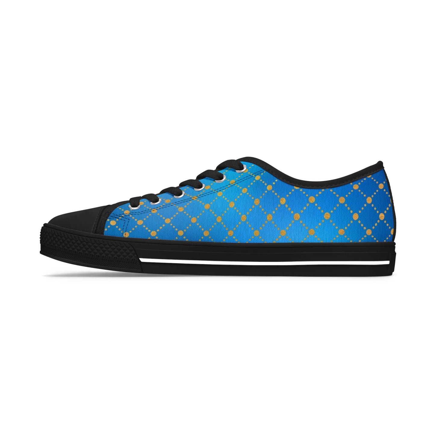 Blue Gold Lattice Low Top Sneakers