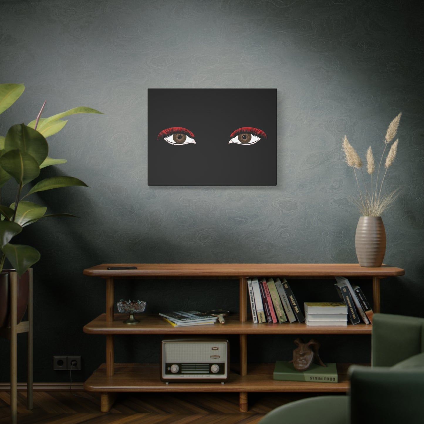 Red Lashes Wall Art Canvas — Glam Eyes Makeup Decor