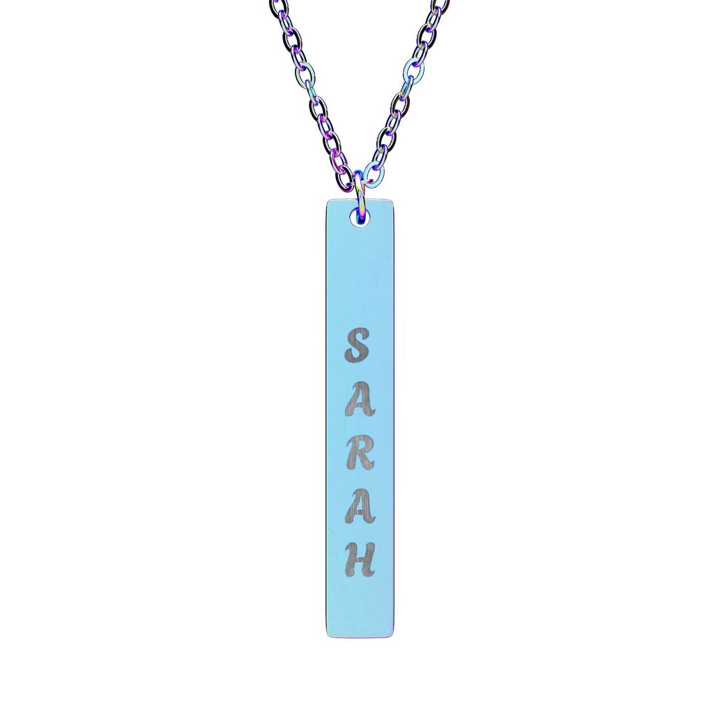 Personalized Vertical Bar Necklace — Engraved Name Pendant