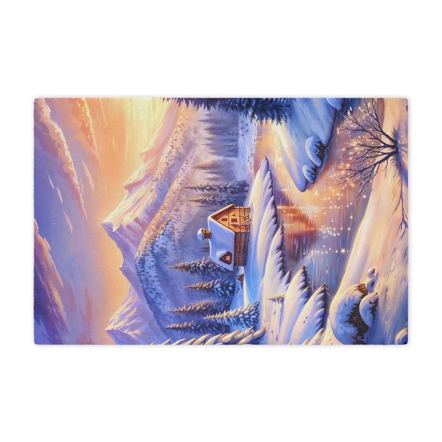 Winter Cabin Minky Blanket – Cozy Snowy Mountain Throw for Home & Holiday Décor