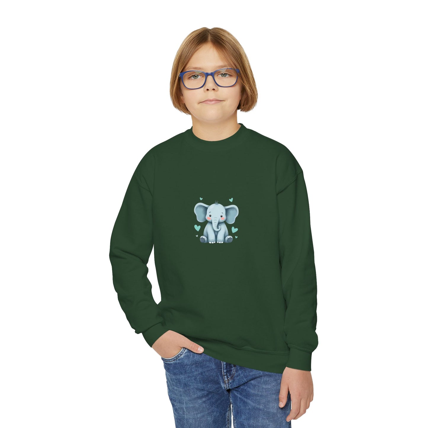 Adorable Elephant Youth Crewneck Sweatshirt