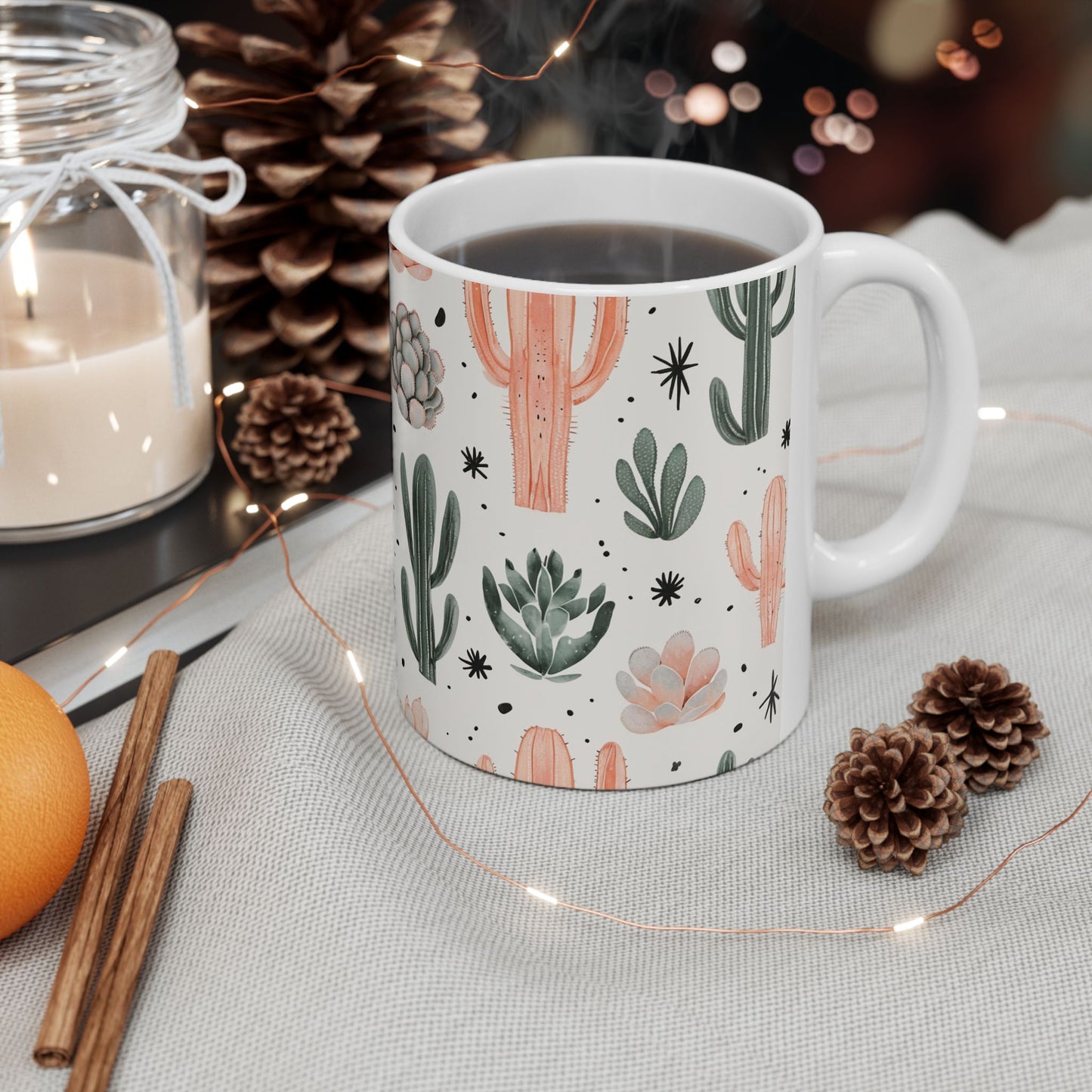 Cactus & Succulent Ceramic Mug — Pastel Desert Plant Coffee Cup (11oz, 15oz)