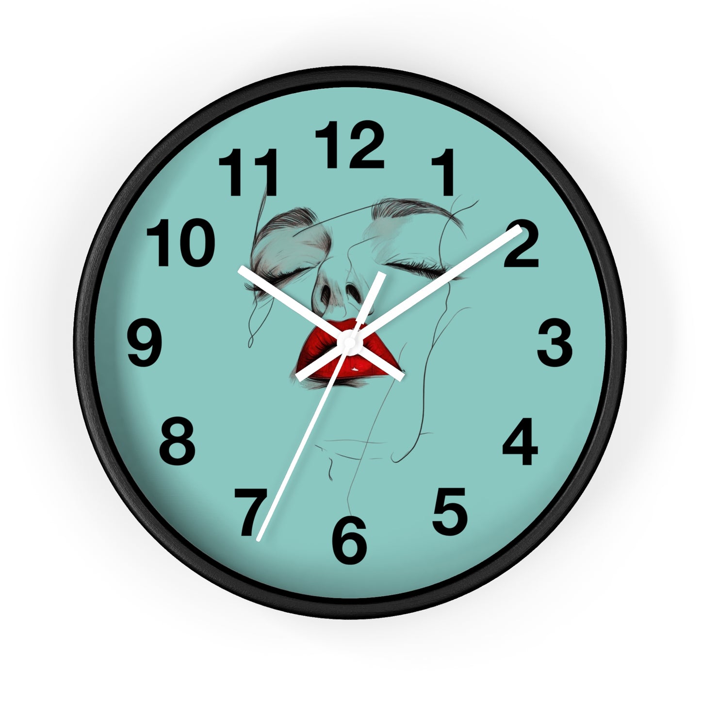 Modern Art Wall Clock - Abstract Lips Design, Home Decor, Gift for Her, Unique Wall Decor, Feminine Artwork, Stylish Timepiece