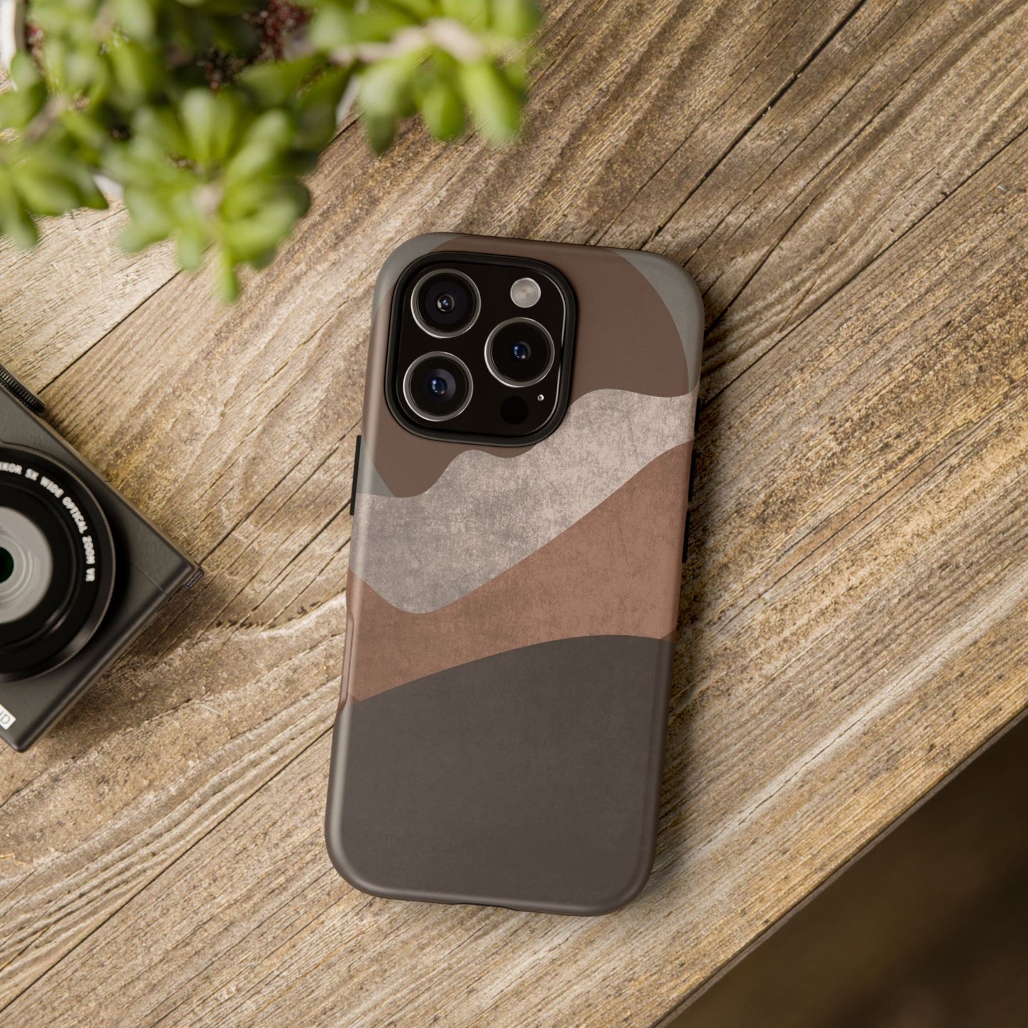 Abstract Earthtone Phone Case — Brown Layered Rugged Tough Case