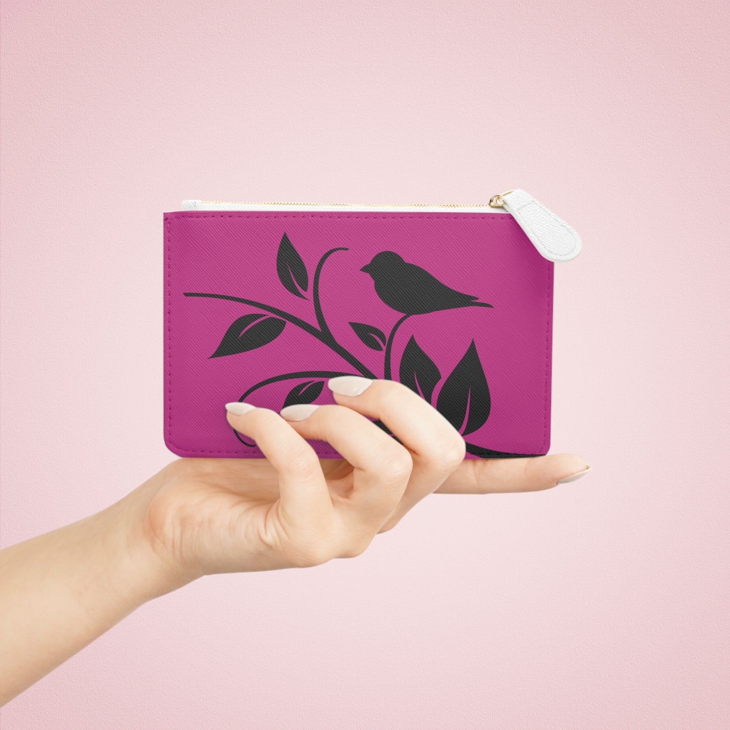 Bird & Branch Mini Clutch Bag — Pink Floral Zip Pouch