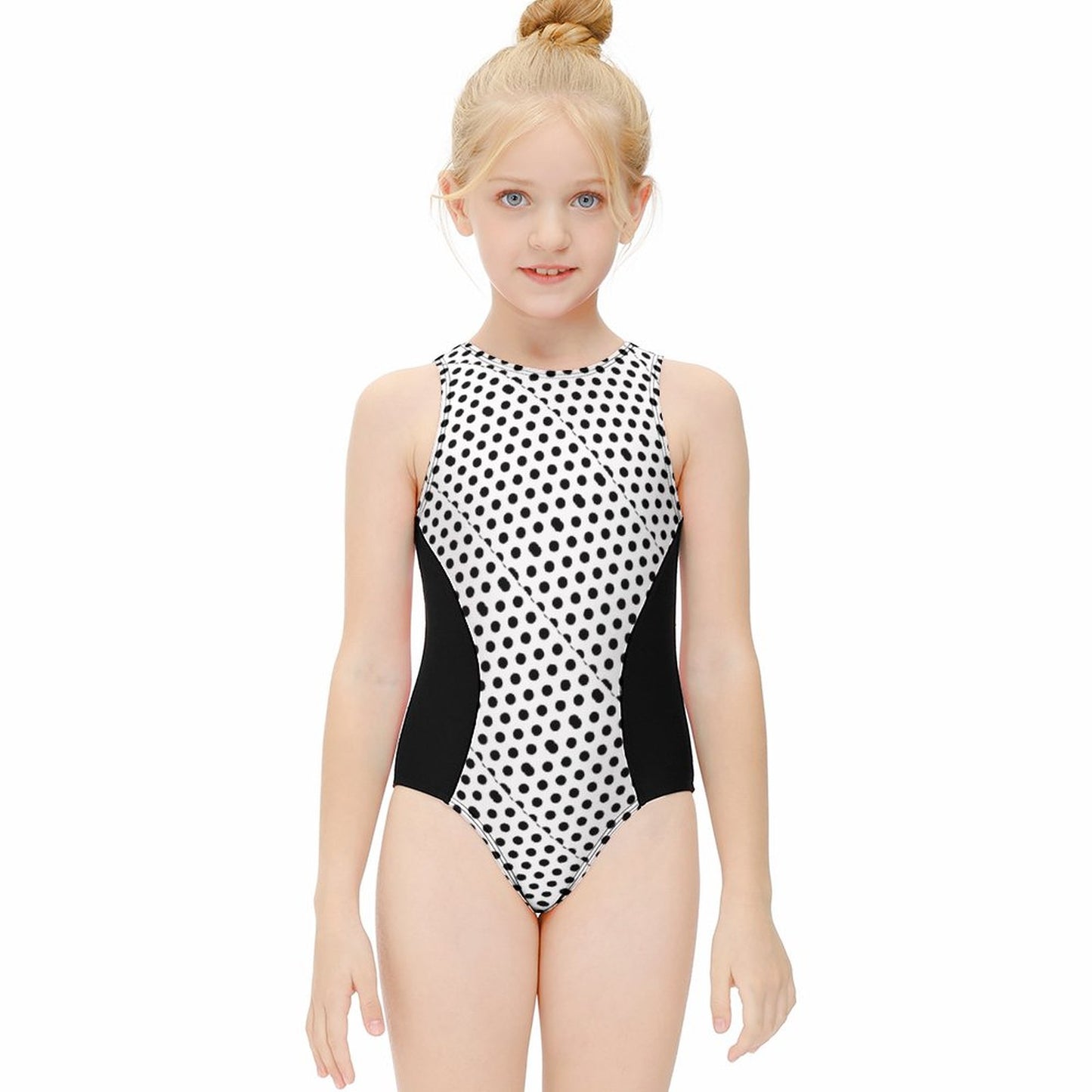 One-Piece Swimsuit for Girl Black dots