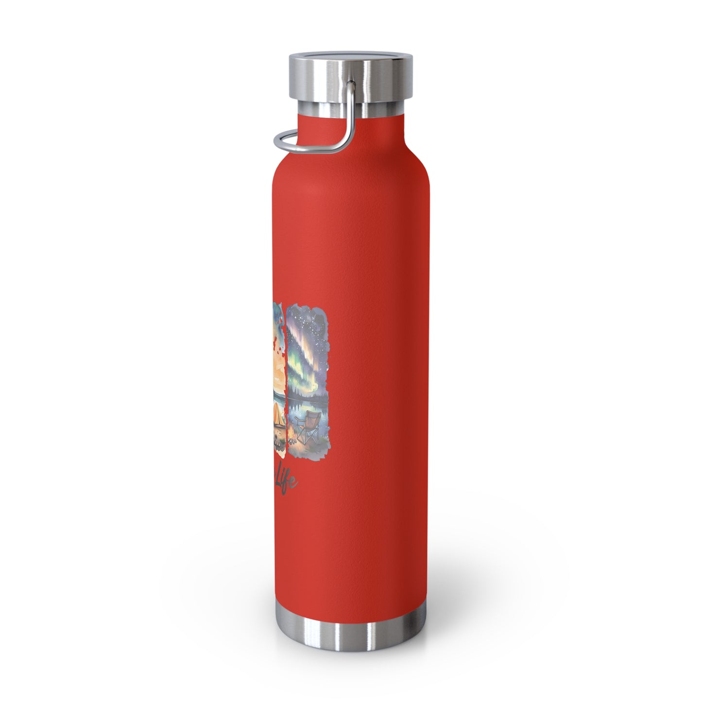 Insulated Camping Water Bottle 22oz — 'Camping Life' Outdoor Vacuum Flask