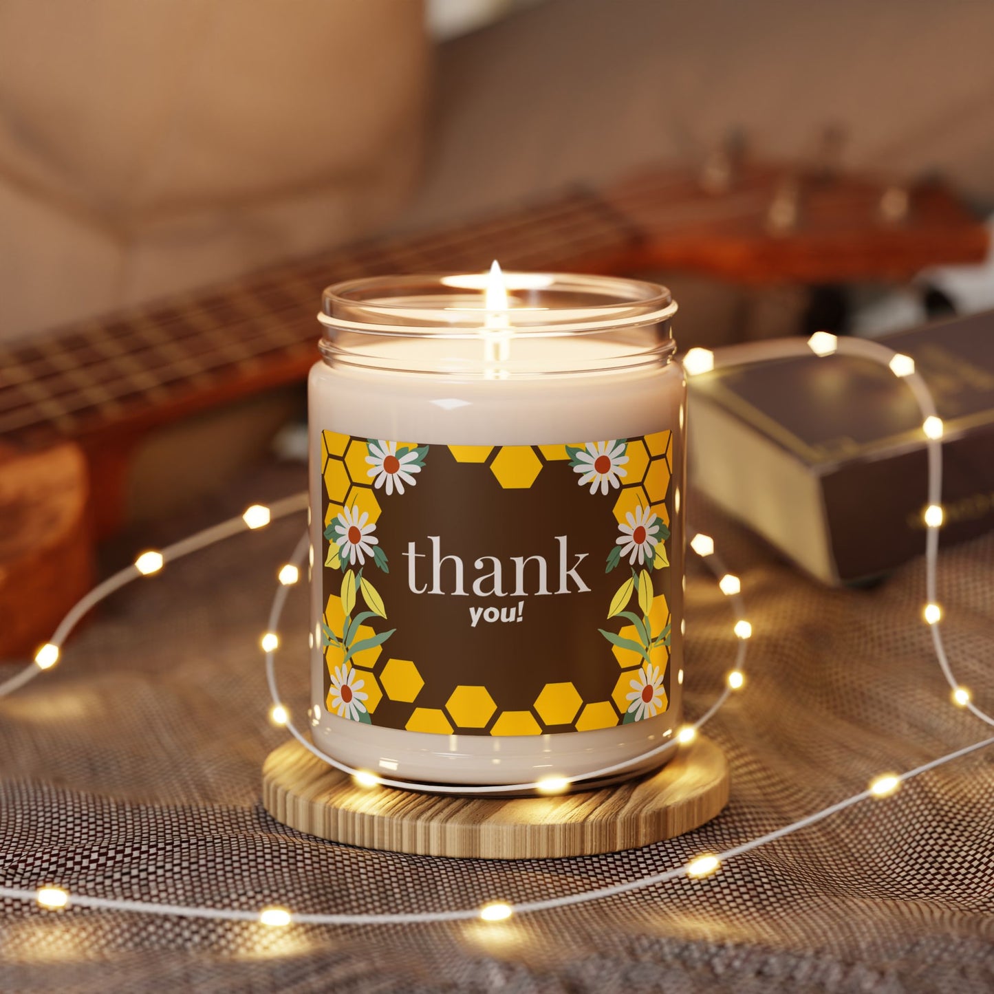 Thank You Soy Candle - 9oz Scented Jar (Daisy & Honeycomb)