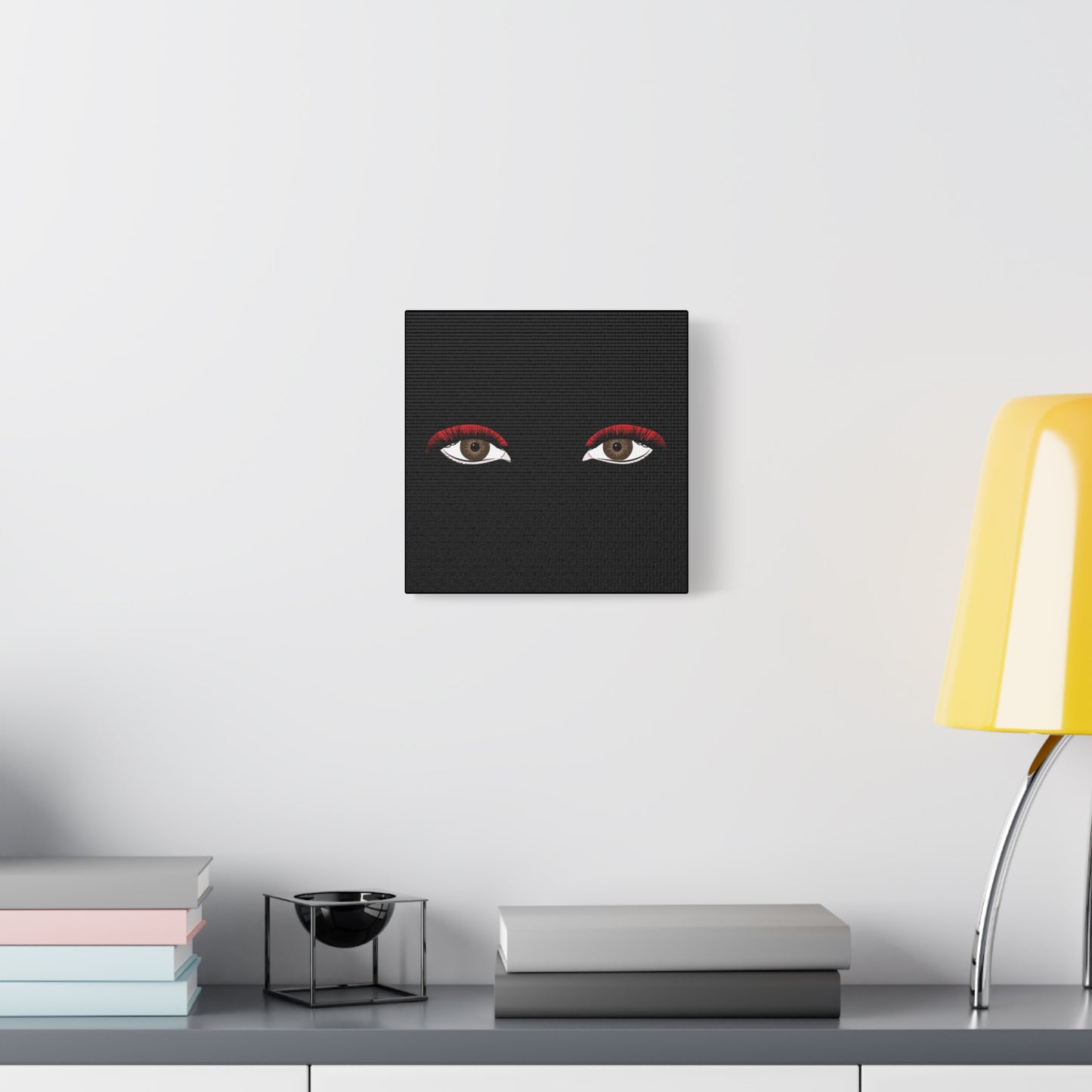 Red Lashes Wall Art Canvas — Glam Eyes Makeup Decor