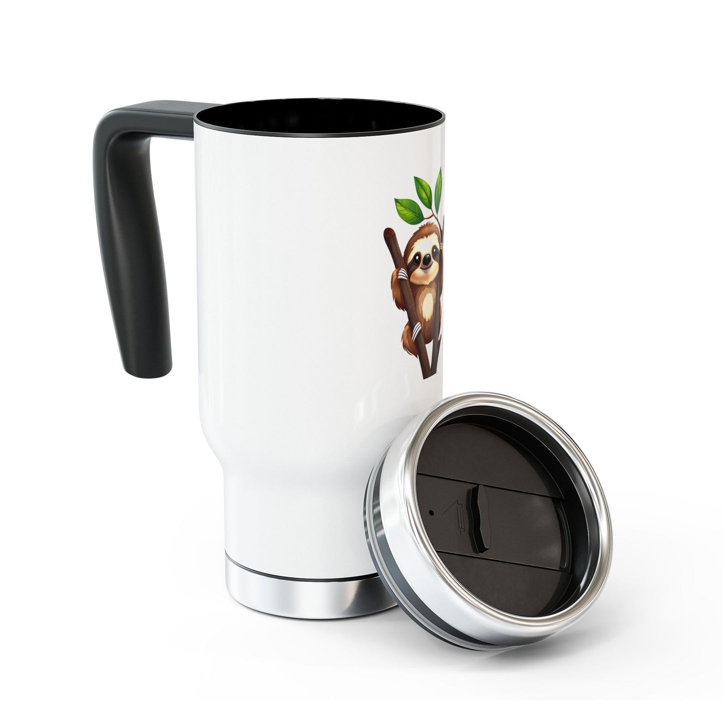 Sloth Travel Mug — Cute 14oz Stainless Steel Coffee Tumbler with Handle