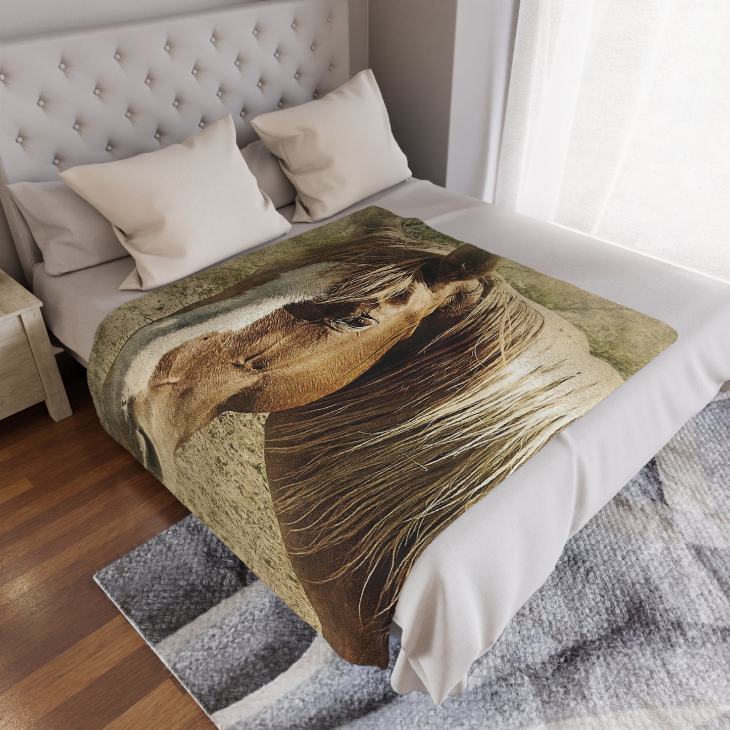 Rustic Horse Minky Blanket — Soft Western Horse Portrait Throw
