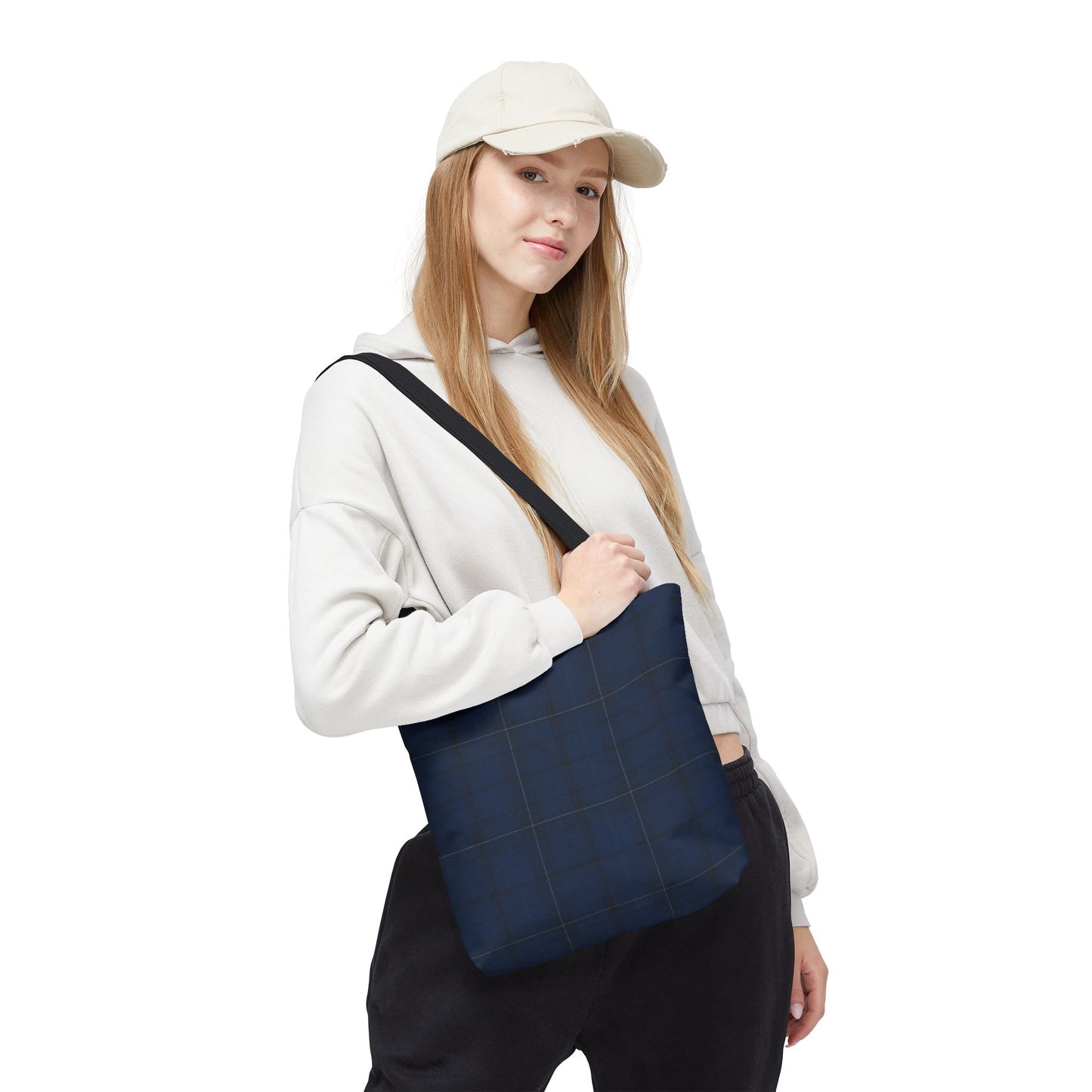 Navy Tartan Tote Bag – Classic Plaid Tote
