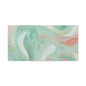 Abstract Green Marble Canvas Print — Teal & Coral Swirl Wall Art