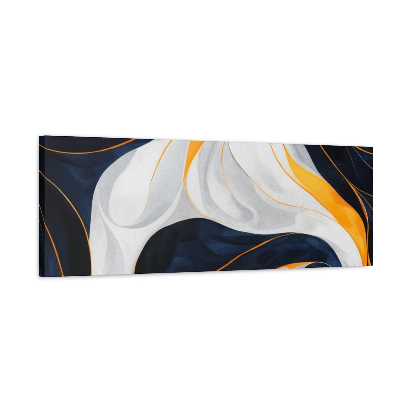Abstract Navy & Gold Swirl Matte Canvas Wall Art