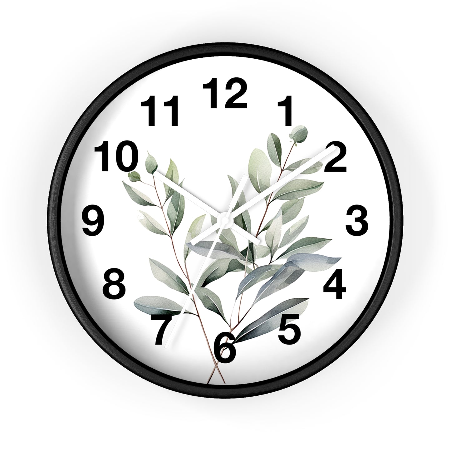 Botanical Wall Clock — Minimal Greenery Clock for Living Room & Bedroom