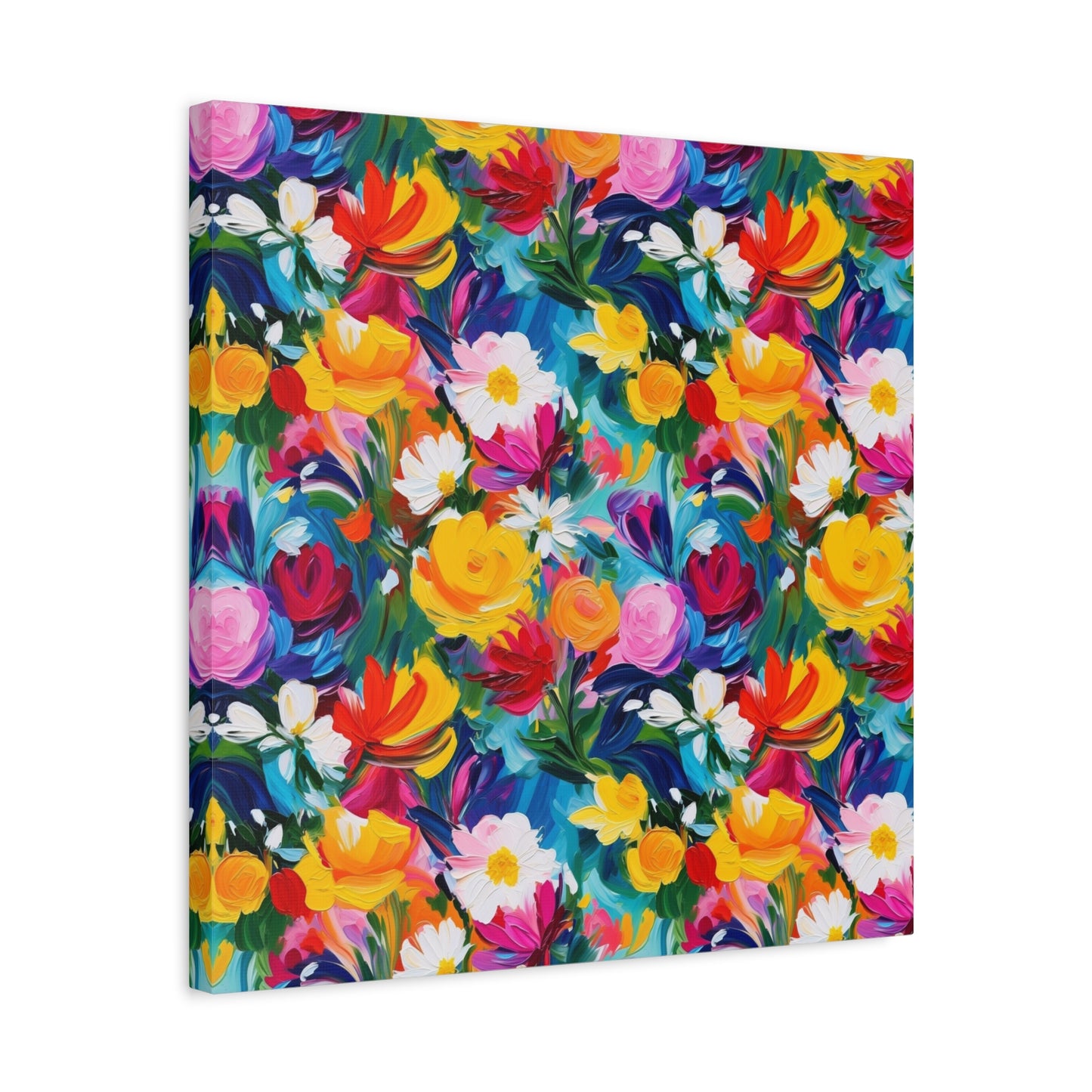 Vibrant Floral Matte Canvas Wall Art — Colorful Garden Print, Stretched 1.25"