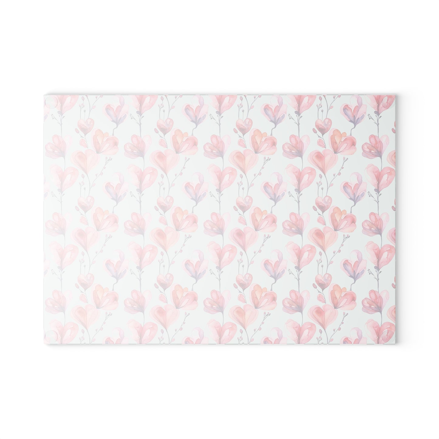 Floral Watercolor Glass Cutting Board — Pink Tulip Pattern