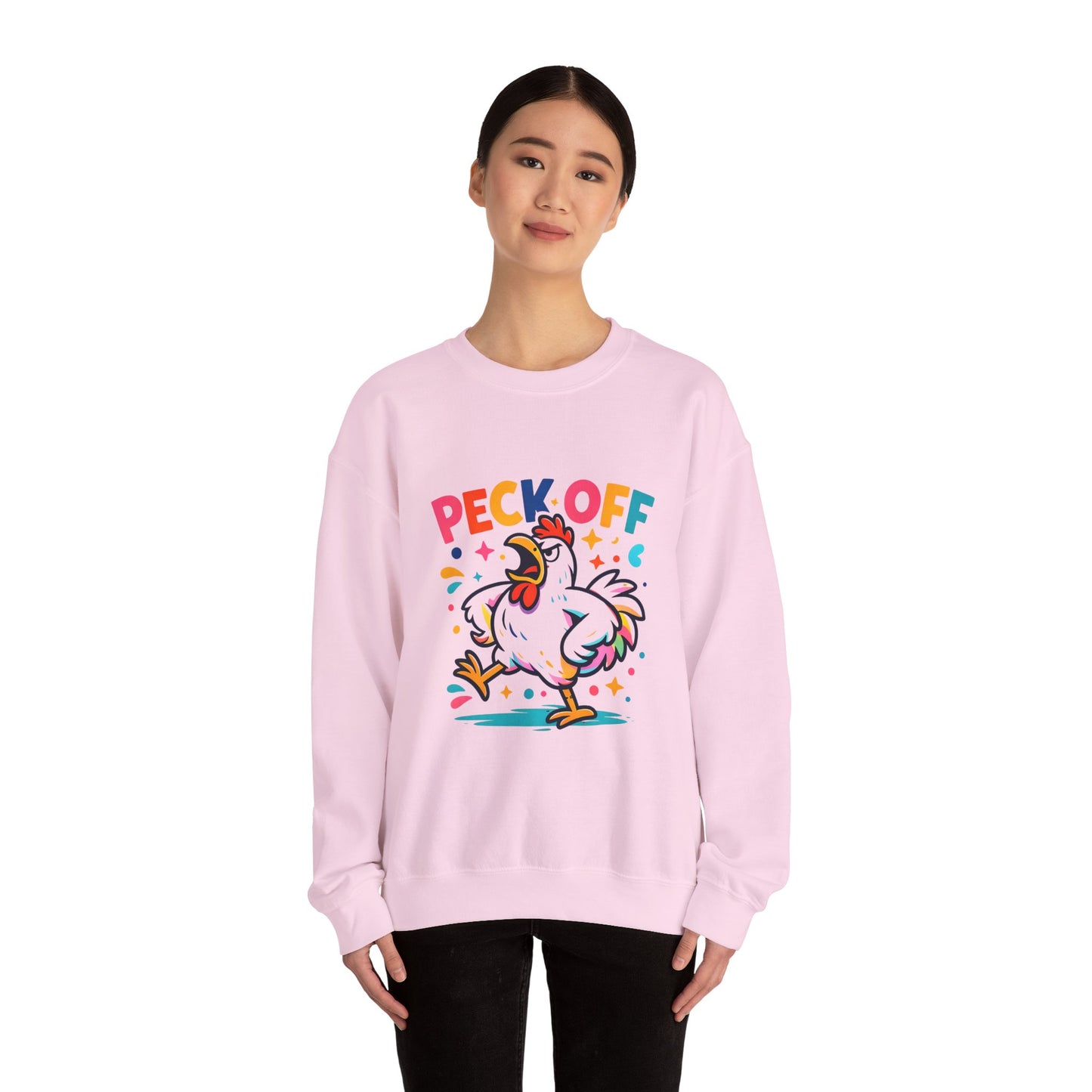 Peck Off Crewneck Sweatshirt – Funny Chicken Graphic Pullover