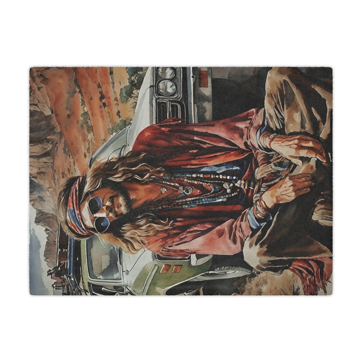 Hippie Road Trip Minky Blanket — Vintage Boho Camper Throw