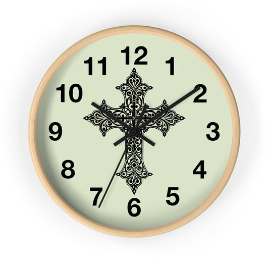 Elegant Cross Wall Clock | Faith-Inspired Home Decor, Unique Gift for Christians, Living Room Accent, Religious Wall Art