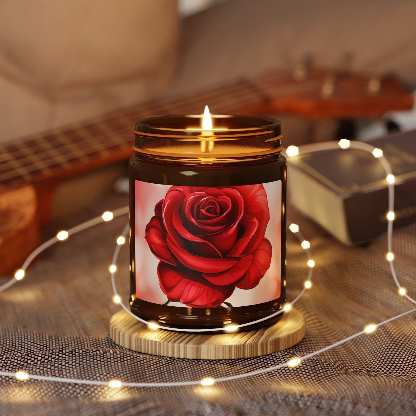 Rose Scented Soy Candle — Amber Jar (Multiple Sizes)