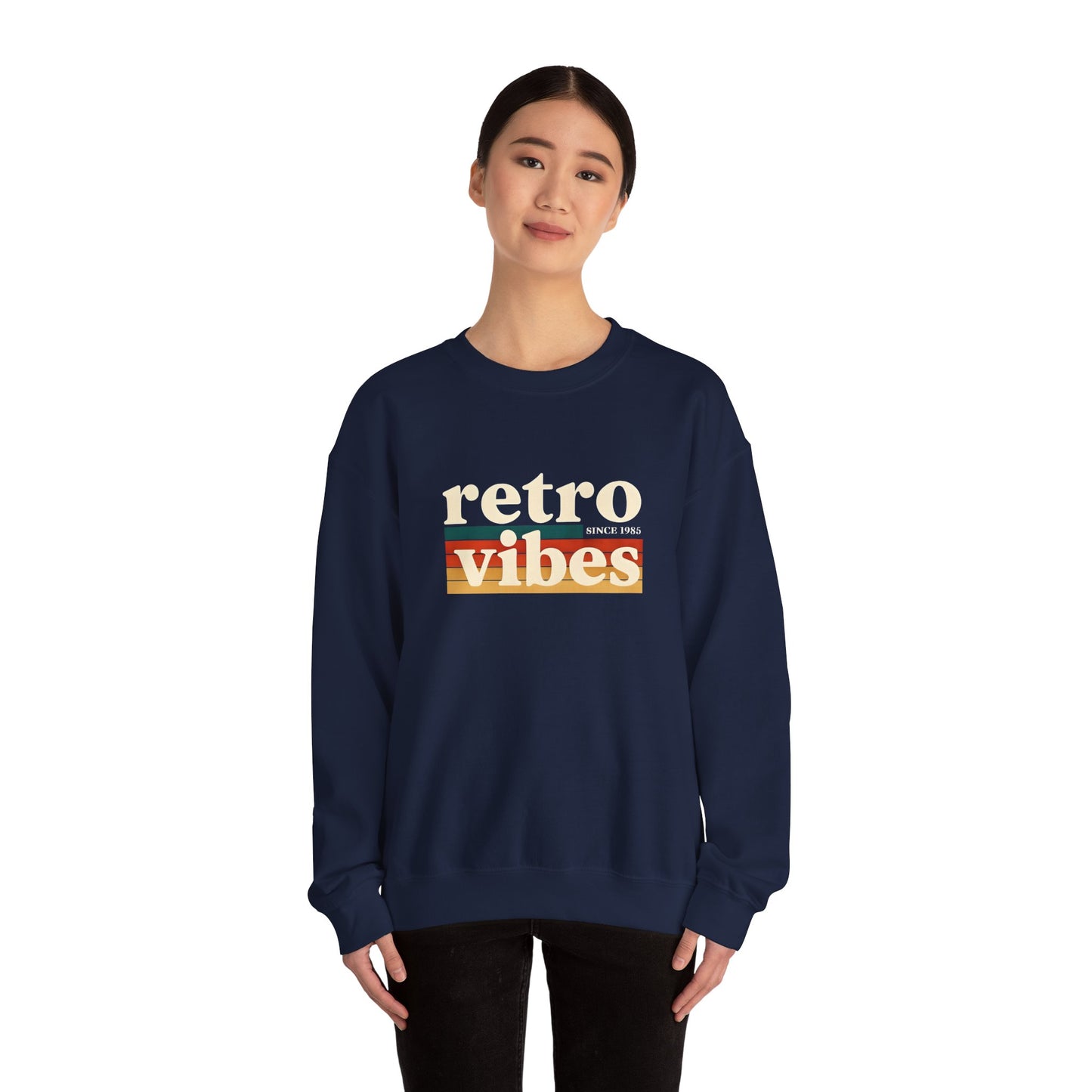Retro Vibes Crewneck Sweatshirt, Unisex Vintage Style, Cozy Fall Fashion, Gift for Music Lovers, Chill Weekend Wear
