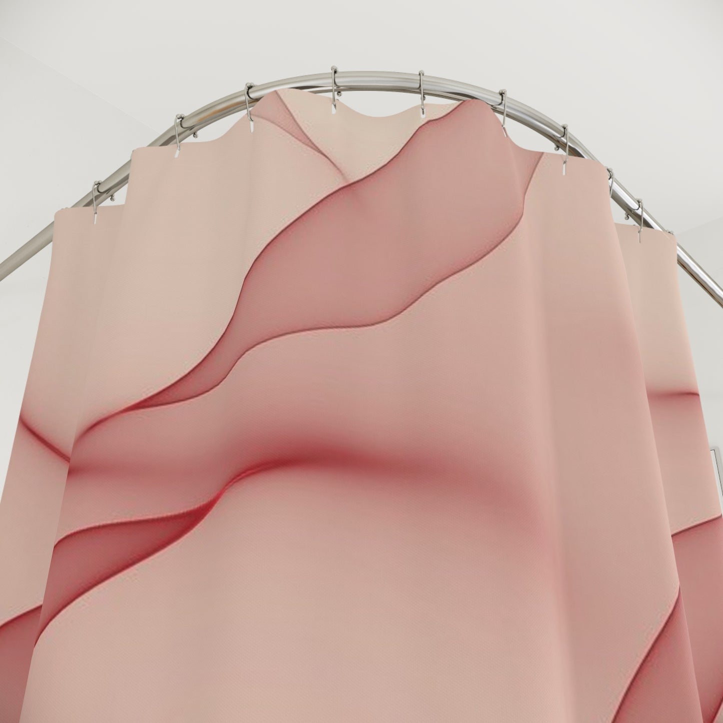 Blush Wave Shower Curtain — Soft Pink Abstract Bathroom Decor