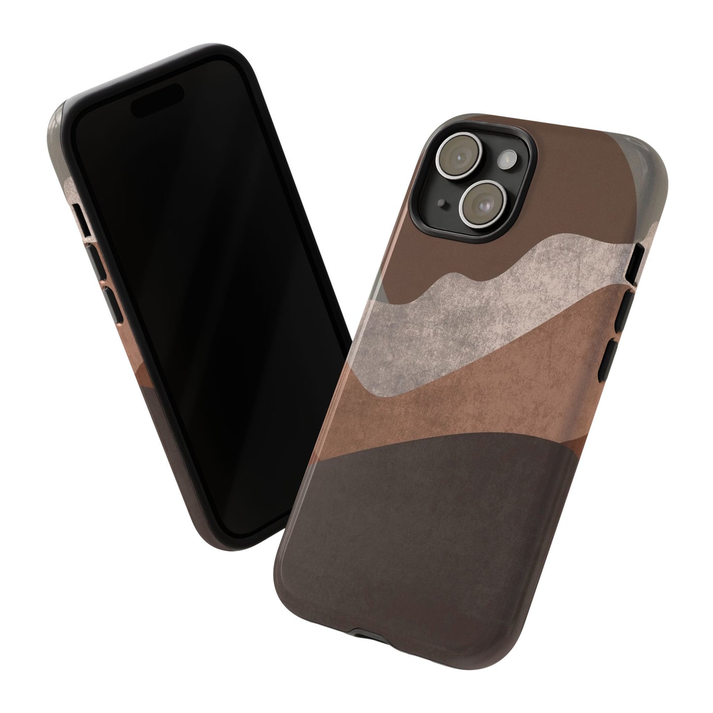 Abstract Earthtone Phone Case — Brown Layered Rugged Tough Case