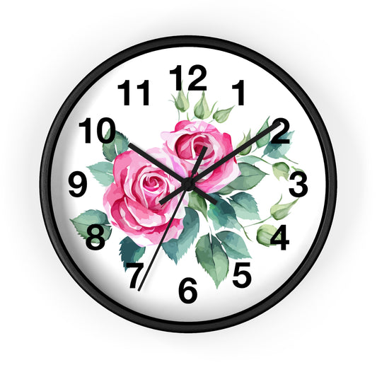 Floral Rose Wall Clock, Elegant Home Decor