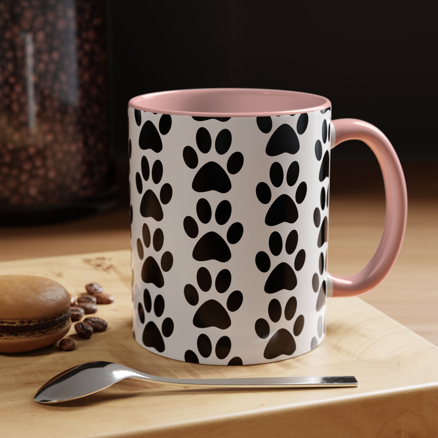 Paw Print Accent Coffee Mug - Dog Lover Gift, Black and White Pet Mug, Cute Animal Decor, Personalized Pet Owner Present, Coffee Tea Cup